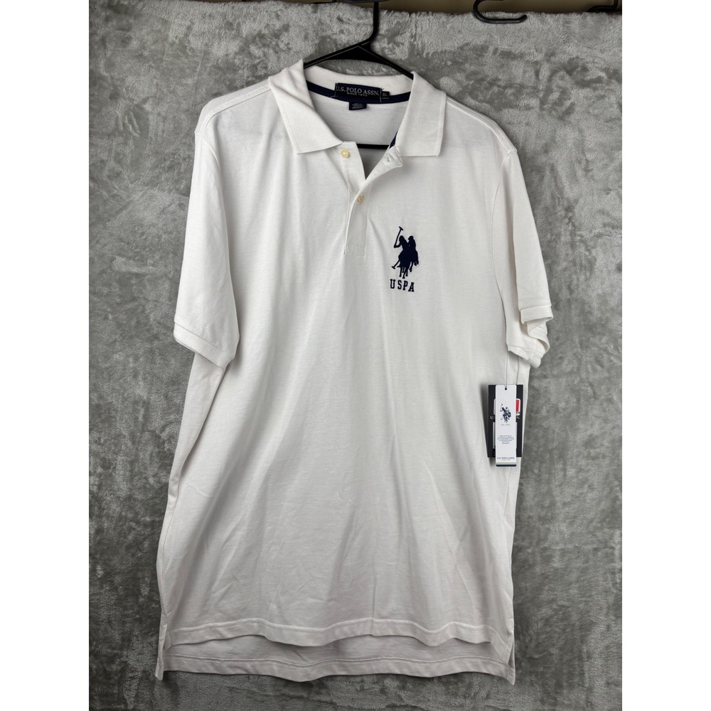 US Polo Assn Mens XL White Polo Shirt Preppy Casual NWT Embroidered Big Pony‎